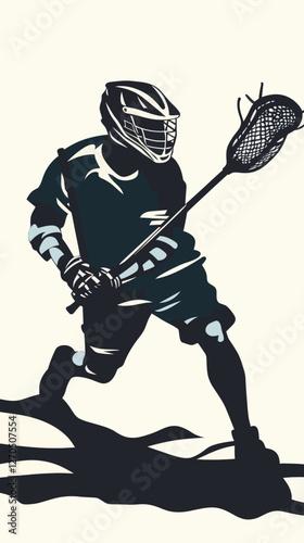 Dynamic Lacrosse Player Silhouette Illustration for Sports Graphics