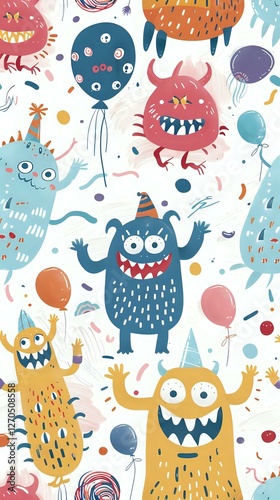 Cute Monster Party: Balloons, Fun, Celebration