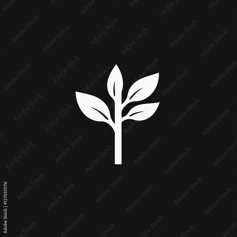 White plant sprout growing dark background, logo design White plant sprout growing dark background, logo design