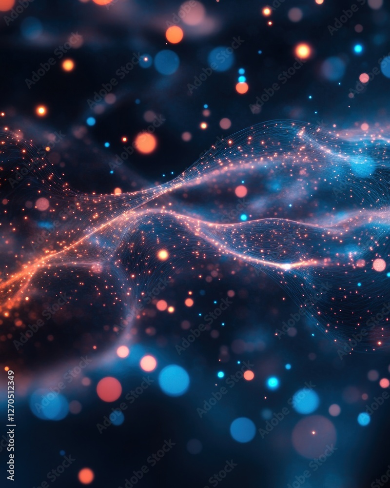 Abstract Glowing Particle Wave in Blue Orange and Red Abstract Glowing Particle Wave in Blue Orange and Red