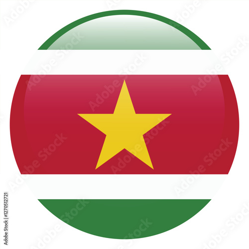 Flag of Suriname. Suriname round flag logo icon computer vector illustration design