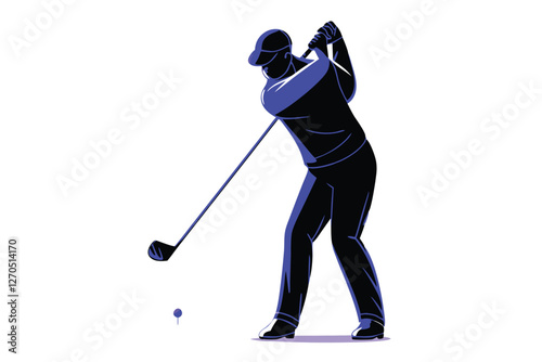 Minimalist line art drawing of a golfer putting on a pristine white golf course.  Focus on clean lines and elegant simplicity.