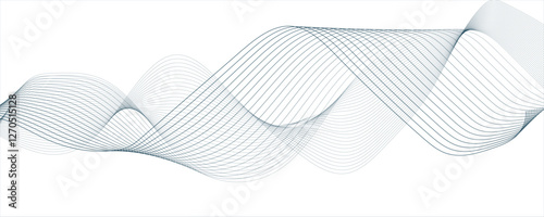 Modern abstract dark green  wave digital geometric Technology, data science frequency gradient lines on technology flowing smooth diagonal white background. Modern creative wave lines glowing 