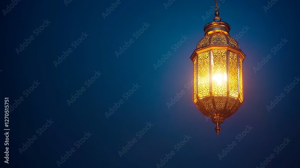 Obraz premium A Stunning Golden Ramadan Lantern Casting Warm Light.