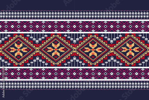 Aztec ethnic pattern Geometric pattern tribal. Border decoration. Design for background wallpaper vector illustration textile fabric clothing carpet embroidery.  