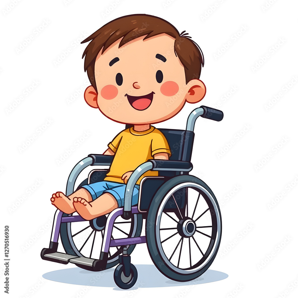 Smiling Boy in Wheelchair Cartoon Illustration Smiling Boy in Wheelchair Cartoon Illustration