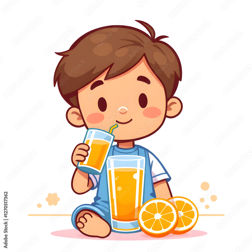 Boy Drinking Orange Juice Cartoon Boy Drinking Orange Juice Cartoon