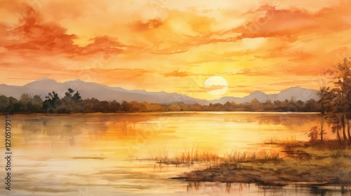 painting water color gold