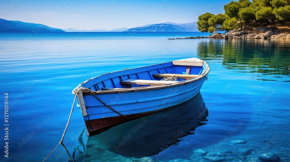 Obraz premium tranquil blue boat