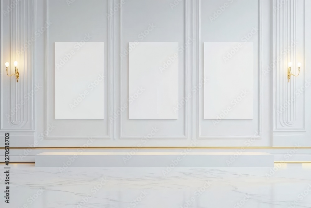 minimalist background with geometric shapes in white and gold, creating geometric patterns and showcasing clean lines on the wall surface minimalist background with geometric shapes in white and gold, creating geometric patterns and showcasing clean lines on the wall surface