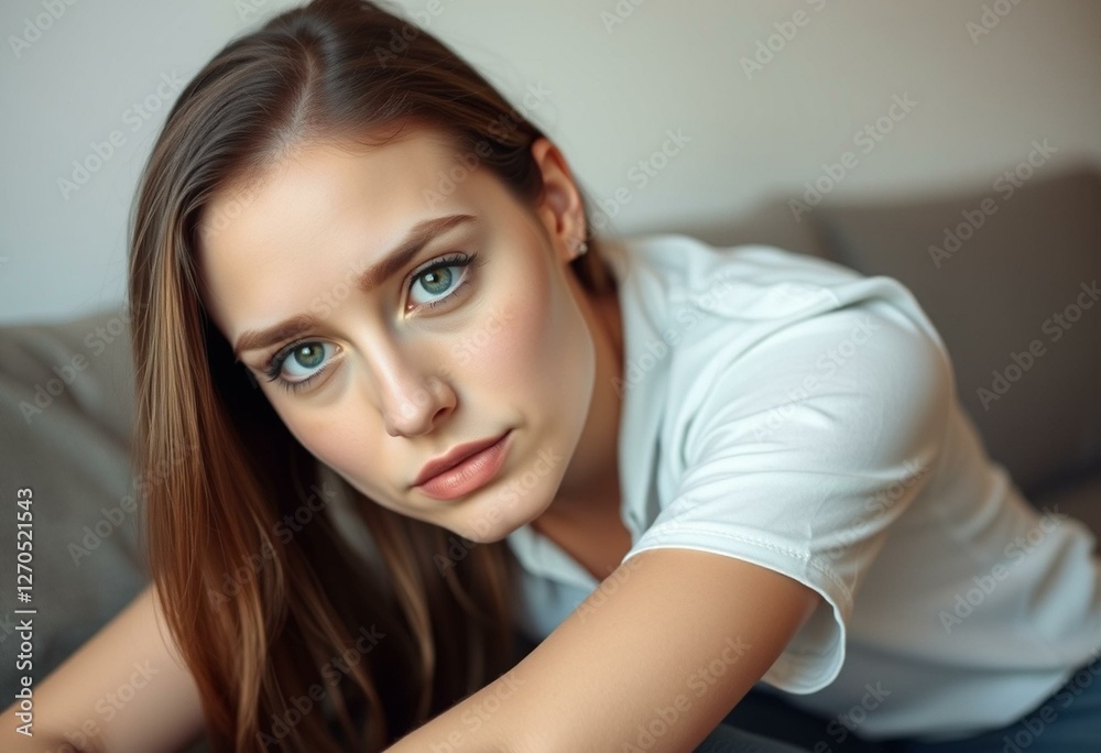 Natural light portrait of a bored female Natural light portrait of a bored female