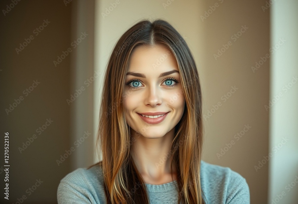 Natural light portrait of a healthy female with a relaxed posture Natural light portrait of a healthy female with a relaxed posture