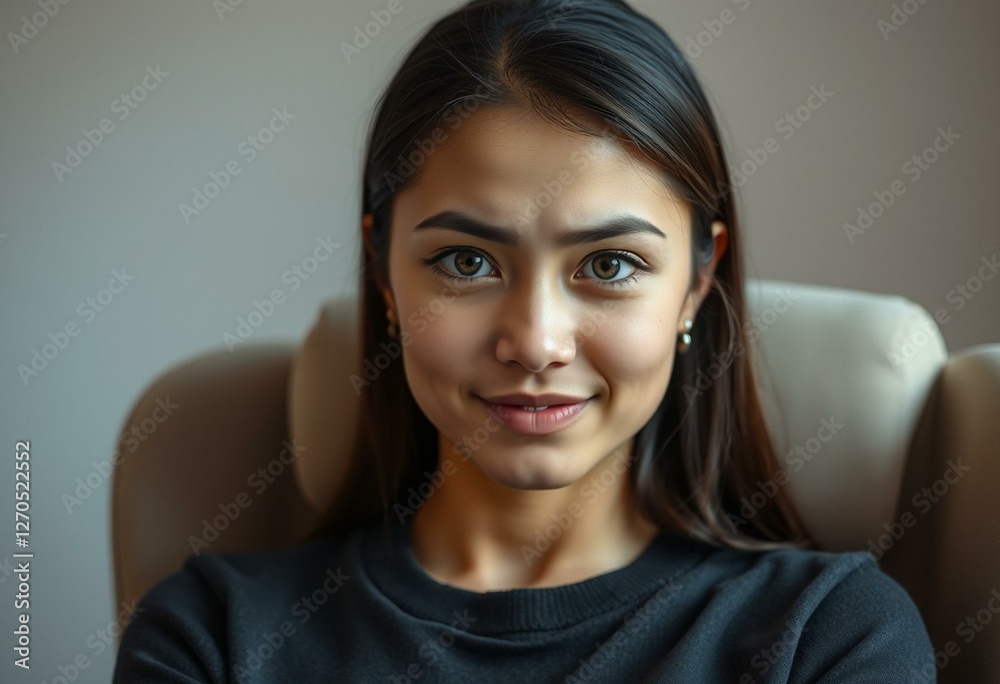 Photorealistic natural light portrait of a nervous young woman Photorealistic natural light portrait of a nervous young woman
