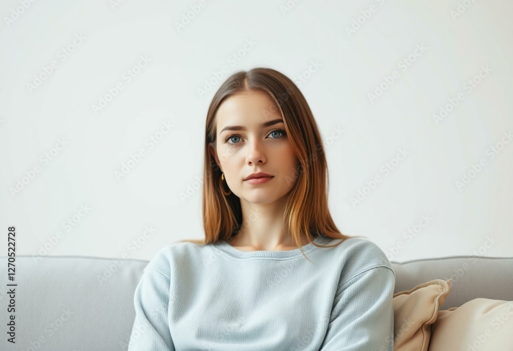 Natural light portrait of a bored-looking young woman Natural light portrait of a bored-looking young woman