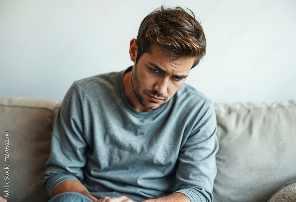 Obraz premium Photorealistic natural light portrait of a bored male