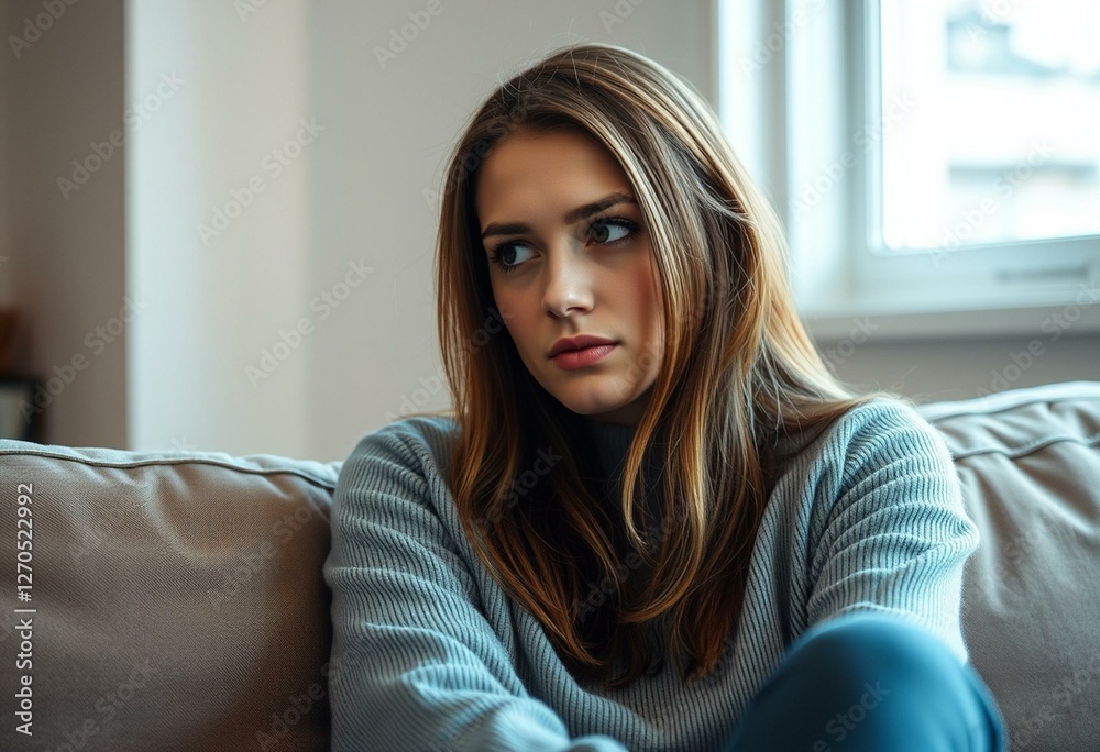 Natural light portrait of a bored female Natural light portrait of a bored female