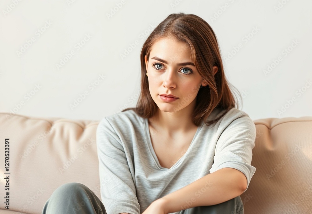 Photorealistic natural light portrait of a bored woman Photorealistic natural light portrait of a bored woman