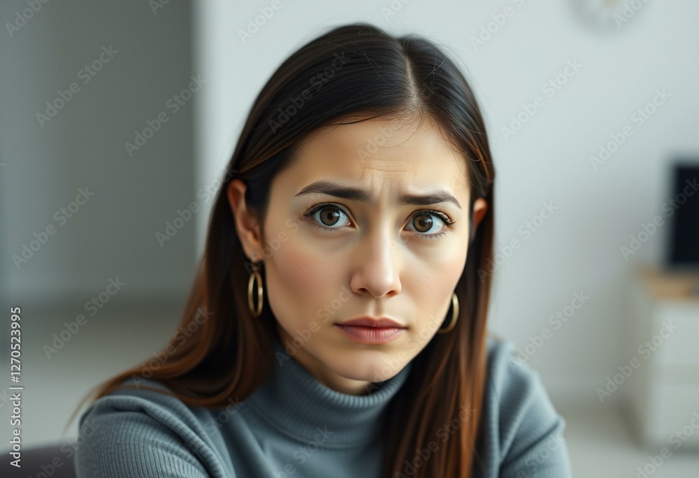 Soft natural light portrait of a nervous female Soft natural light portrait of a nervous female