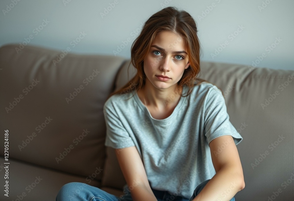 Portrait of a bored young adult female Portrait of a bored young adult female