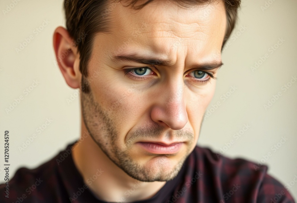 Obraz premium Portrait of a nervous male with a concerned expression
