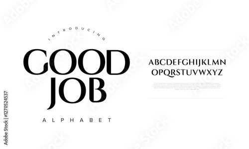 Goodjob typography beauty fashion elegant minimalist serif italic fonts decorative wedding vintage retro logos. Minimal luxury font alphabet logo. Vector illustration