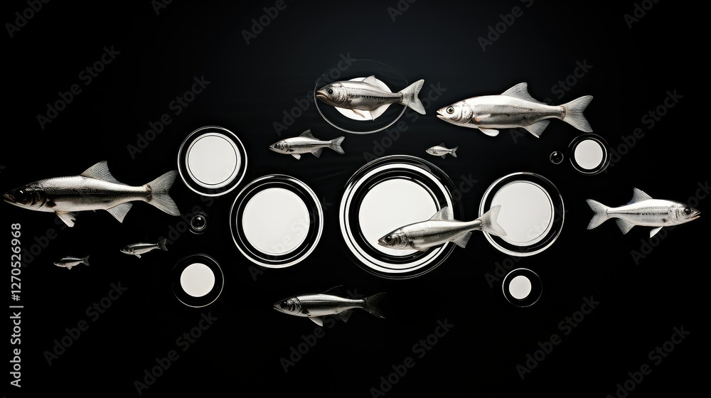 Fototapeta premium black cooked fish white background