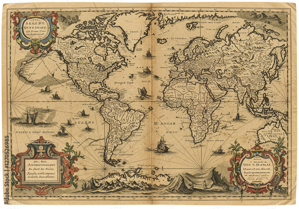 Naklejka premium ファンタジー世界の宝の地図