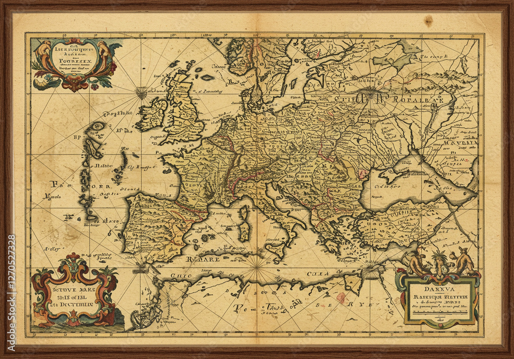 Obraz premium 中世のヨーロッパをイメージした地図