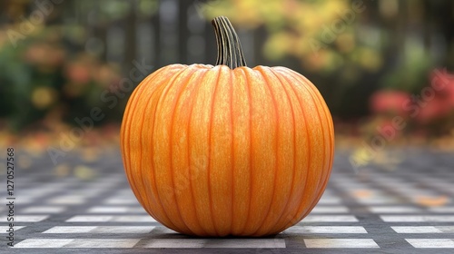 A slightly lopsided pumpkin with a smooth surface, perfect for clipart use on a transparent background