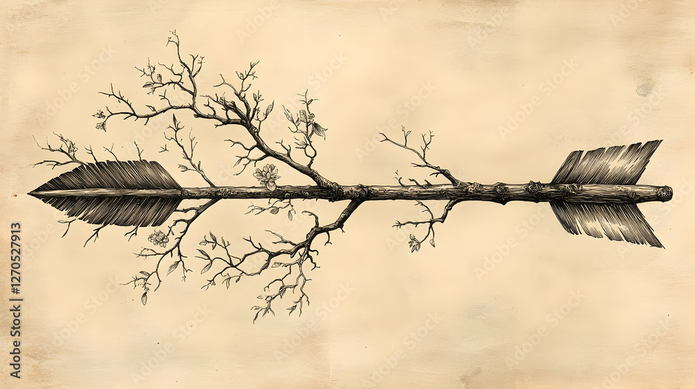 Obraz premium Vintage Arrow With Tree Branches Graphic Design