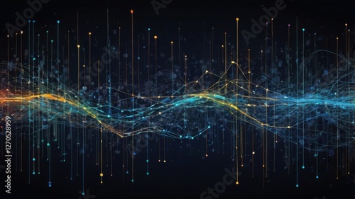 A modern vector background representing the flow of big data, with interconnected lines and dots symbolizing digital networks. Ideal for data, technology, and futuristic design concepts.