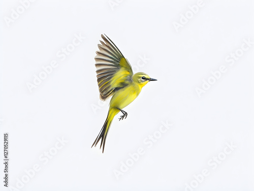 Motacilla flava feldegg or yellow wagtail isolated on white background  photo