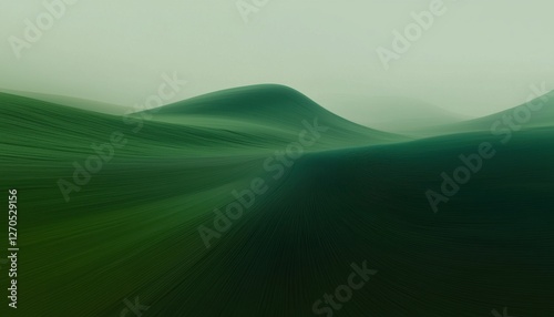 Abstract Green Landscape with Soft Hills and Waves