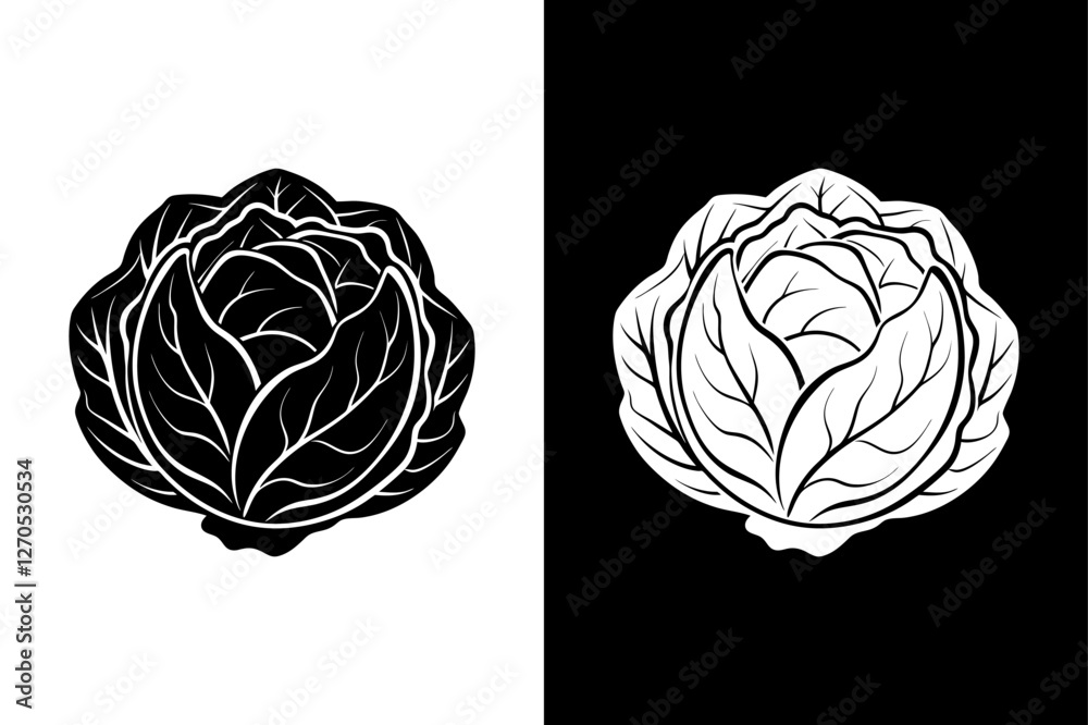 Minimalist Cabbage Icon. Ideal for Logos & Branding Minimalist Cabbage Icon. Ideal for Logos & Branding