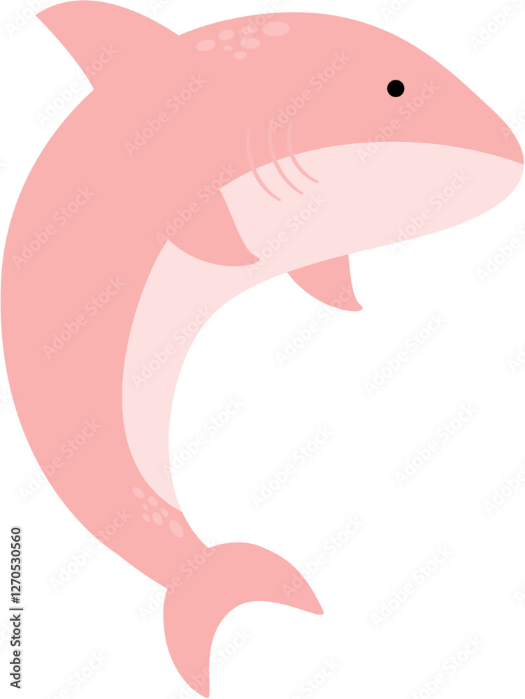 Naklejka premium pink shark sea life cartoon 