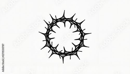 Crown of Thorns in Minimalist Black and White Symbolizing Suffering with Symbolic Representation