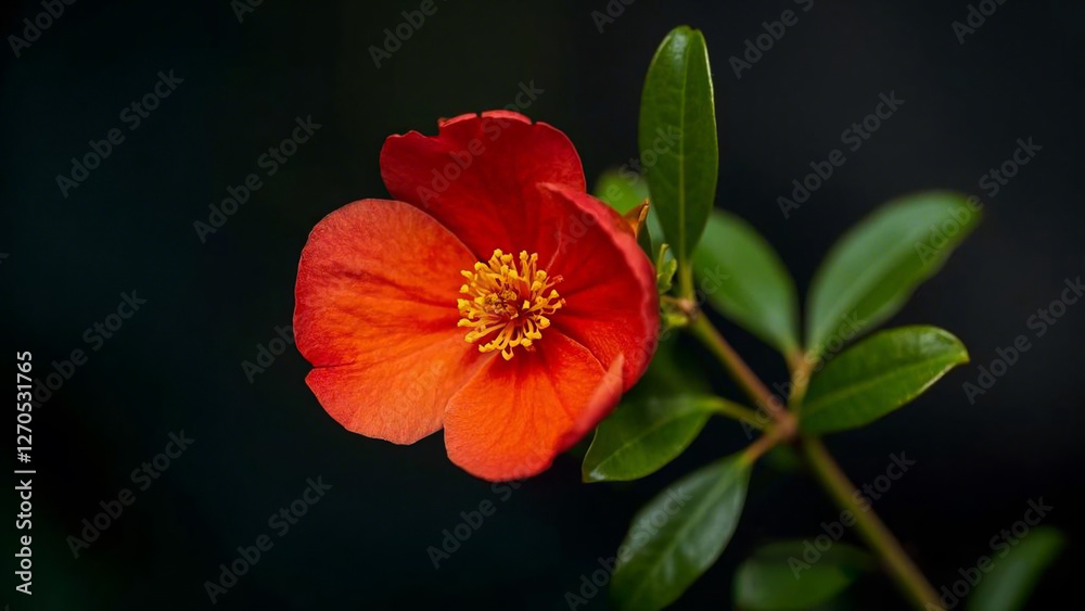 Close-up of a vibrant orange flower, potentially a poppy, with a yellow center against a dark backdrop. Close-up of a vibrant orange flower, potentially a poppy, with a yellow center against a dark backdrop.