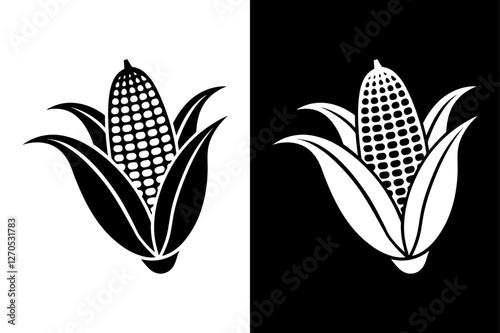 Black & White Corn Silhouette. A Must-Have for Designers