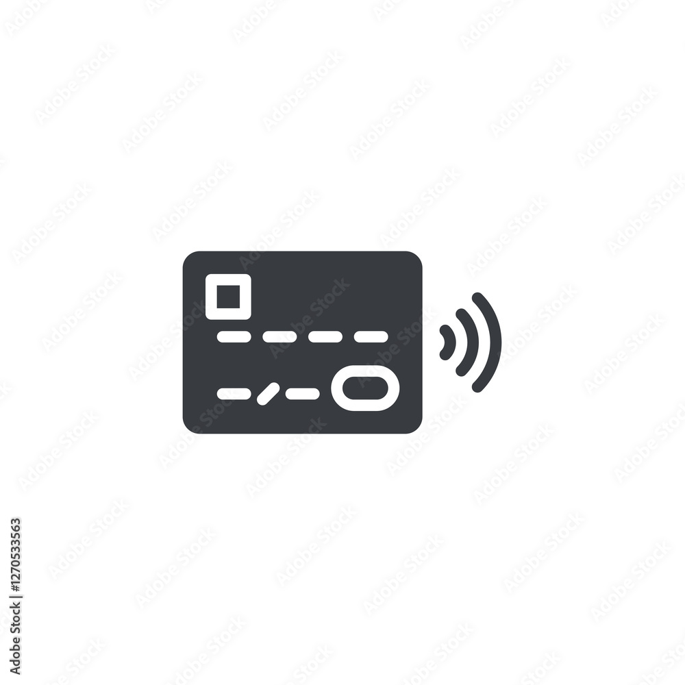 Credit card with a wireless signal vector icon Credit card with a wireless signal vector icon