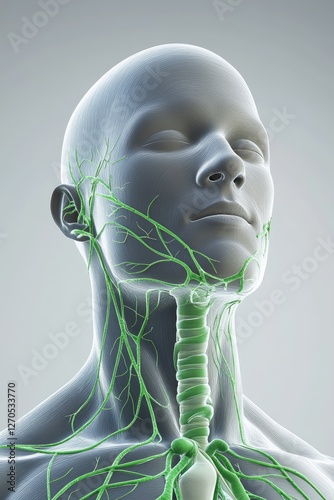 Anatomical study of human lymphatic system medical science 3d visualization clinical environment close-up view health concepts photo