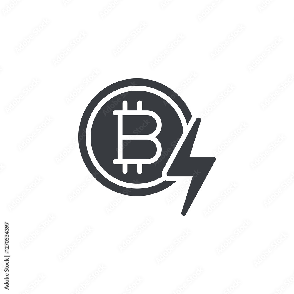 A lightning bolt with a Bitcoin vector icon A lightning bolt with a Bitcoin vector icon