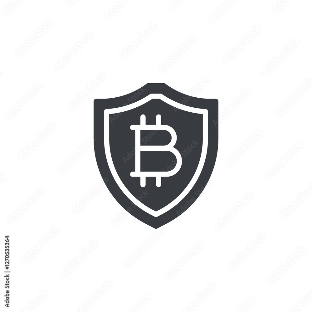 A shield with a Bitcoin symbol vector icon A shield with a Bitcoin symbol vector icon