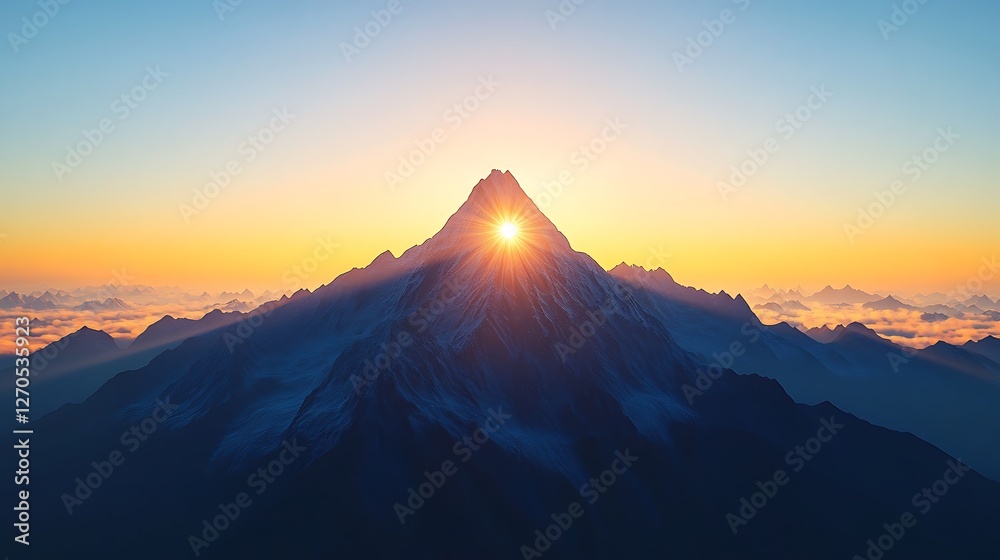 Majestic Mountain Peak Sunrise Golden Hour Landscape