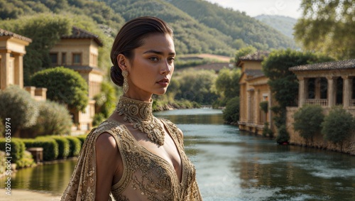 young woman standing near the river