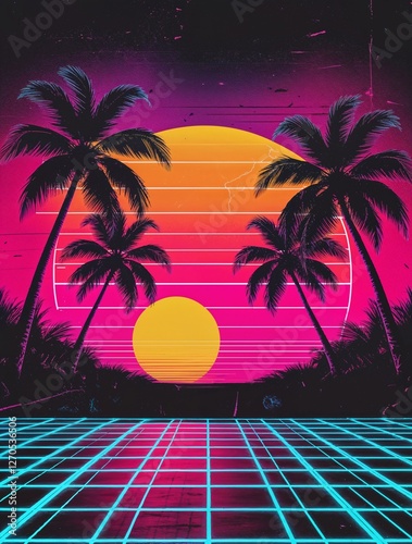 tropical beach with palm trees