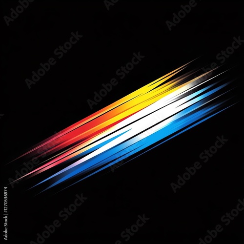 Dynamic Multicolored Diagonal Streaks on Black Background Suggesting Motion and Speed