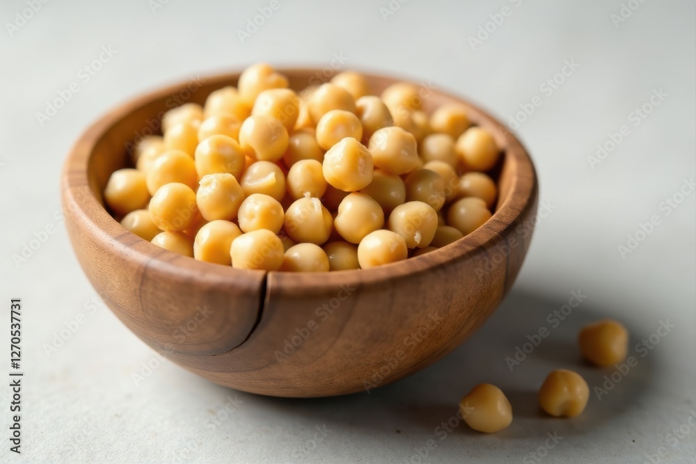 A wooden bowl overflowing with plump, pale yellow chickpeas, a healthy and versatile legume perfect for various culinary creations. A wooden bowl overflowing with plump, pale yellow chickpeas, a healthy and versatile legume perfect for various culinary creations.