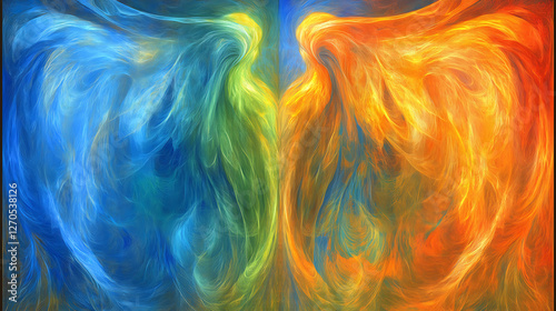 Abstract Dual Formations of Energetic Elements Displayed in Dynamic Interplay and Contrasting Tones