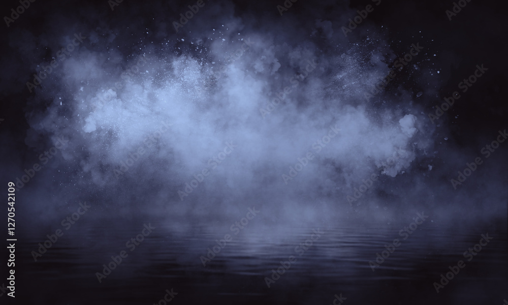 Fototapeta premium Empty fog room with floor Abstract stage of dark room concrete floor stage background