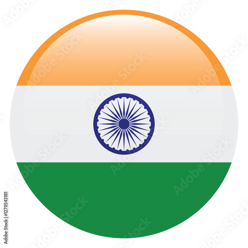Flag of India. India round flag logo icon computer vector illustration design